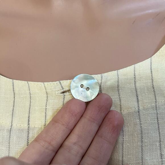 Via Vai By Pollero Women Linen Button Down Blouse Large Striped Lagenlook Casual - Picture 2 of 8